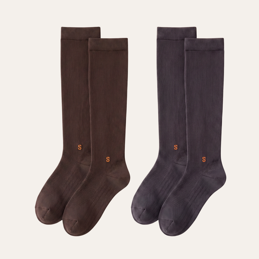 STRIDE Compression Riding Socks — Coffee & Charcoal 2-Pack