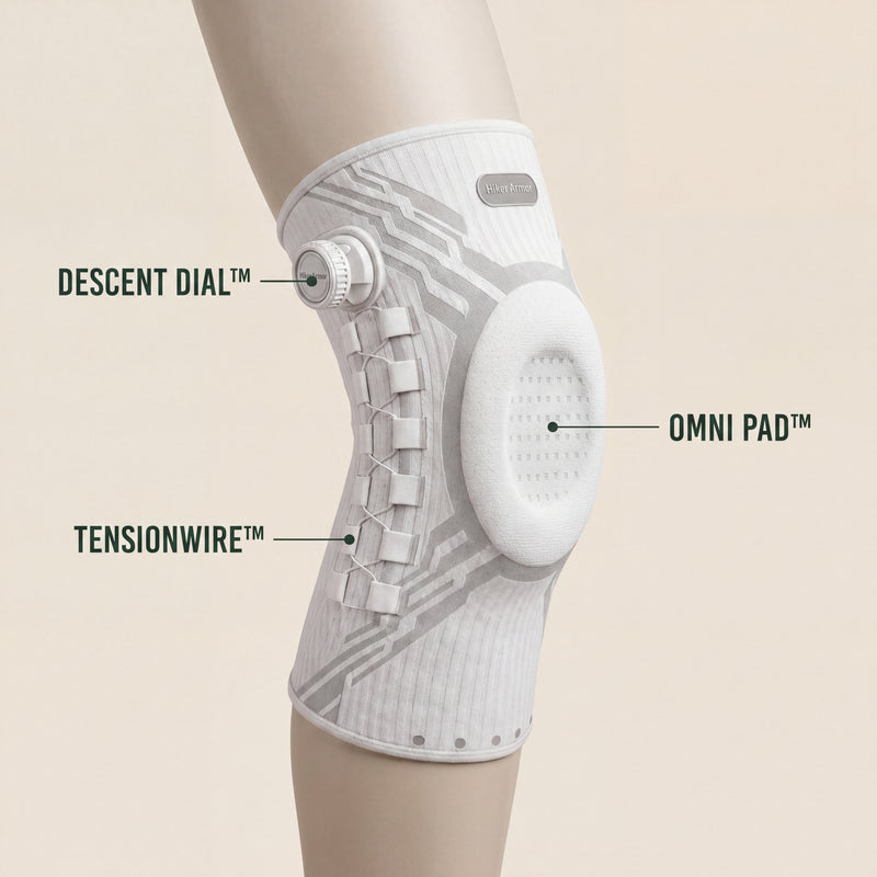 RIDGELINE brace, 3/4 angle showing dial and pad